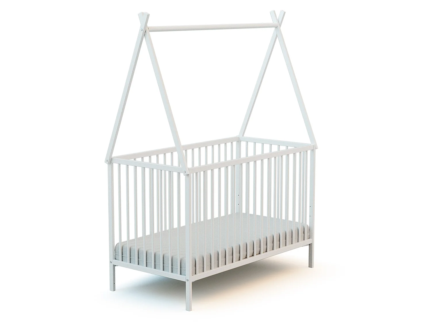 Lit tipi 60x120 en bois avec toit Blanc ONE