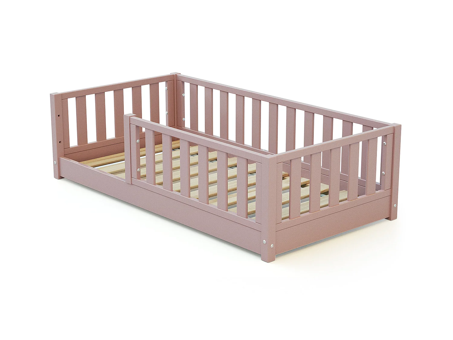 Lit enfant au sol en bois SONHO MINI - 70x140 - Rose poudré