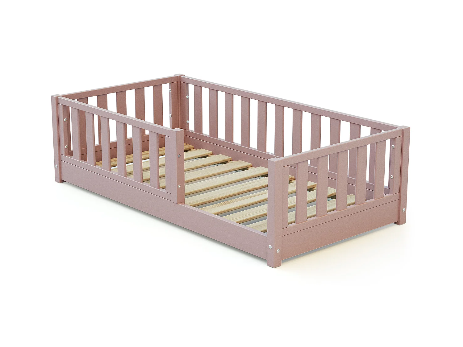 Lit enfant au sol en bois SONHO MINI - 70x140 - Rose poudré