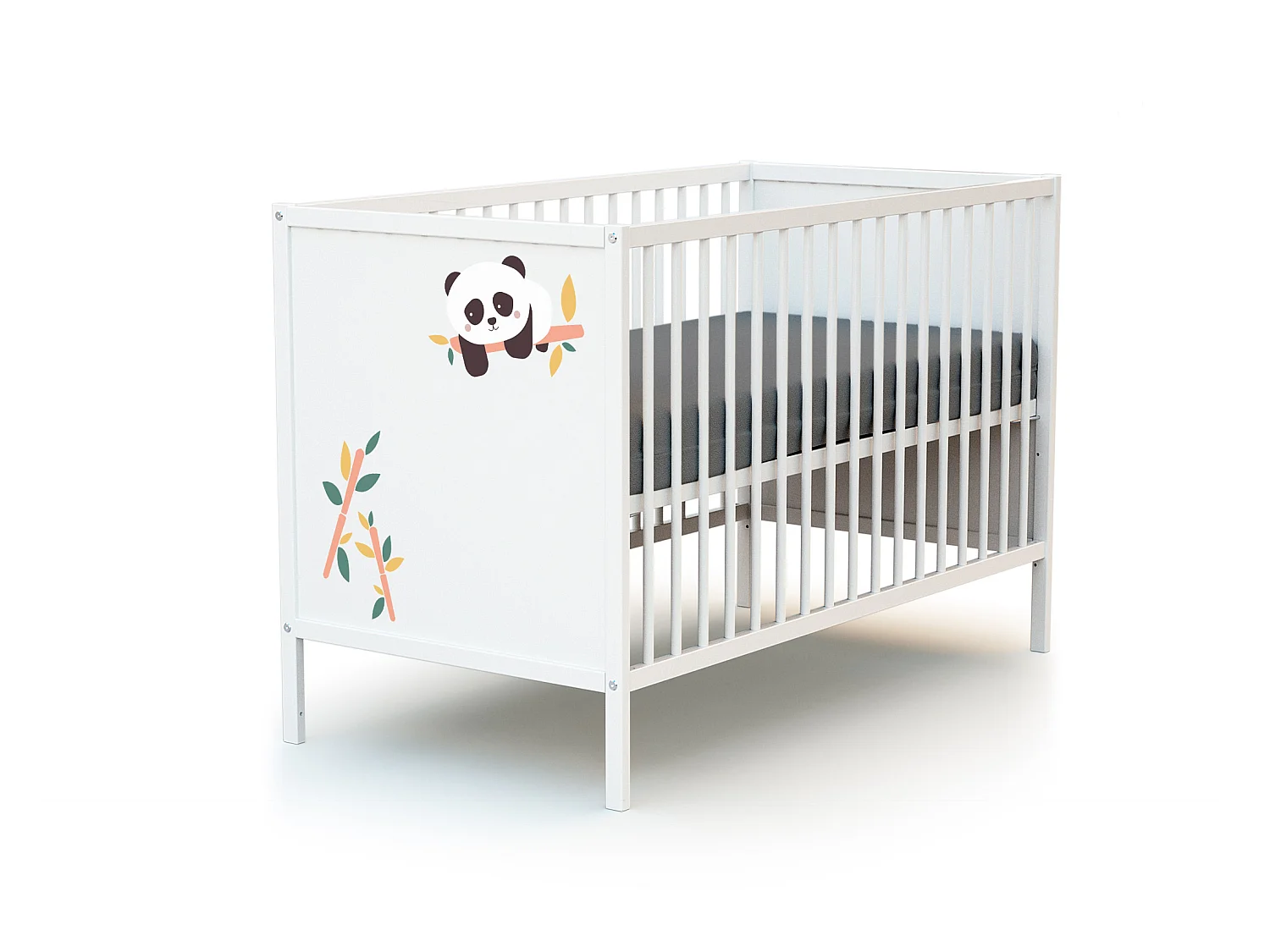 Chambre bébé lit et commode à langer en bois Panda Blanc ALBA