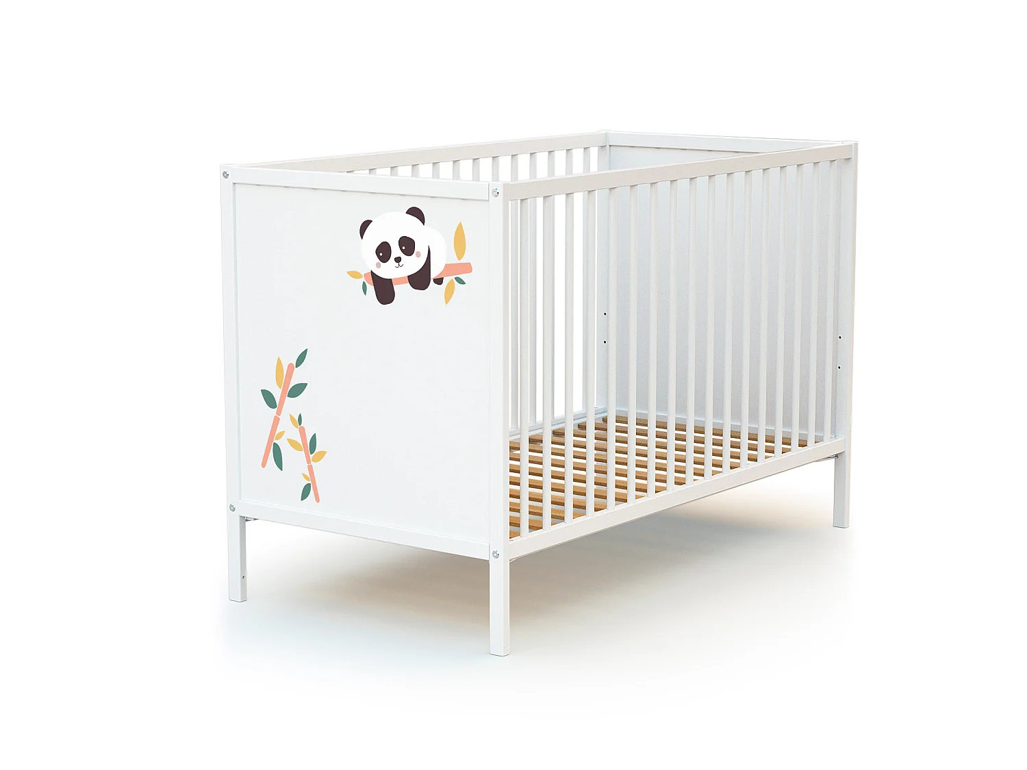 Chambre bébé lit et commode à langer en bois Panda Blanc ALBA