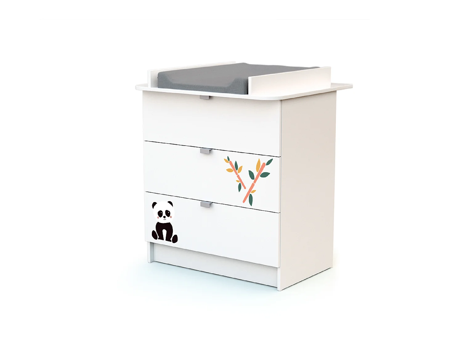 Chambre bébé lit et commode à langer en bois Panda Blanc ALBA