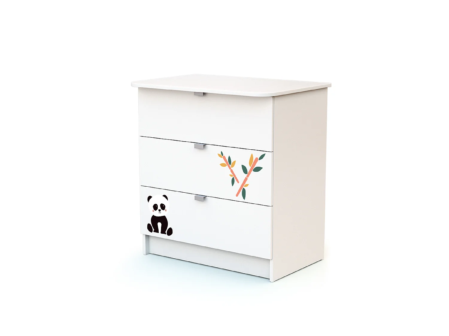 Chambre bébé lit et commode à langer en bois Panda Blanc ALBA