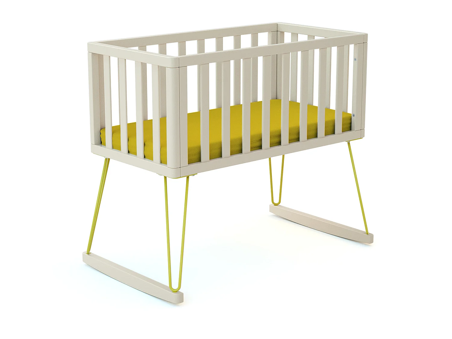 Berceau à bascule en bois ONLY Jaune 40 x 80 cm