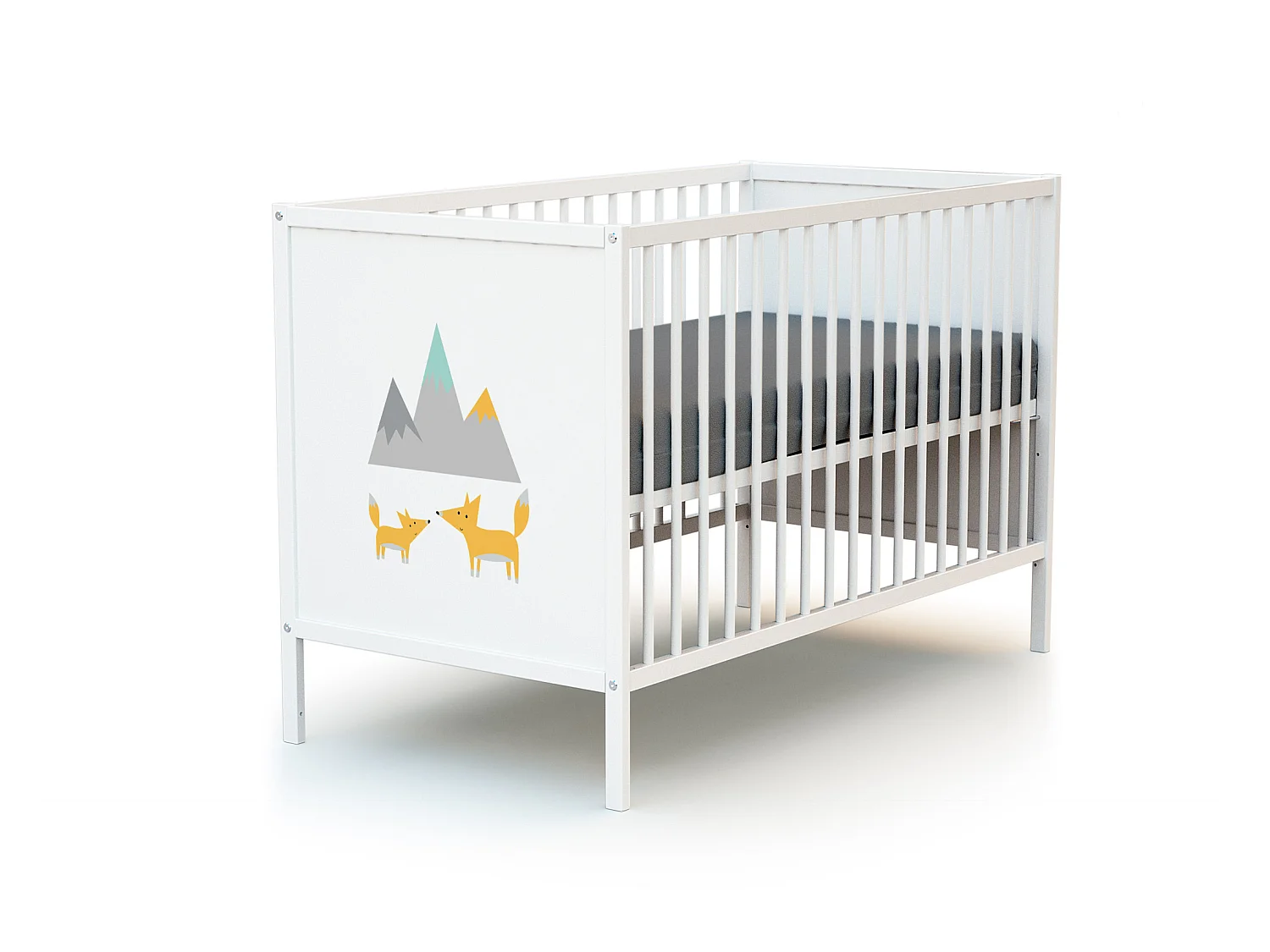 Chambre bébé lit et commode à langer en bois Renard Blanc ALBA