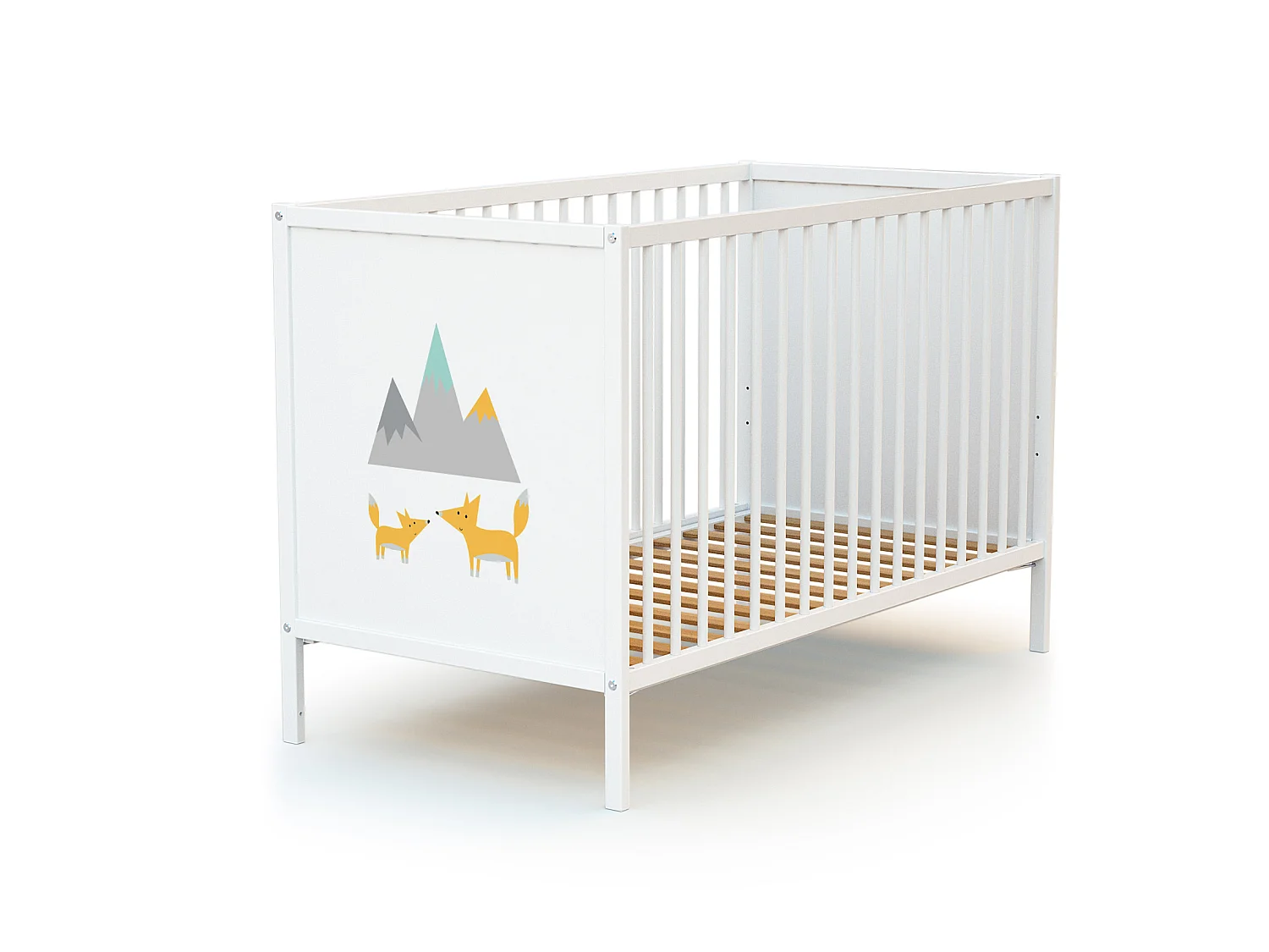 Chambre bébé lit et commode à langer en bois Renard Blanc ALBA