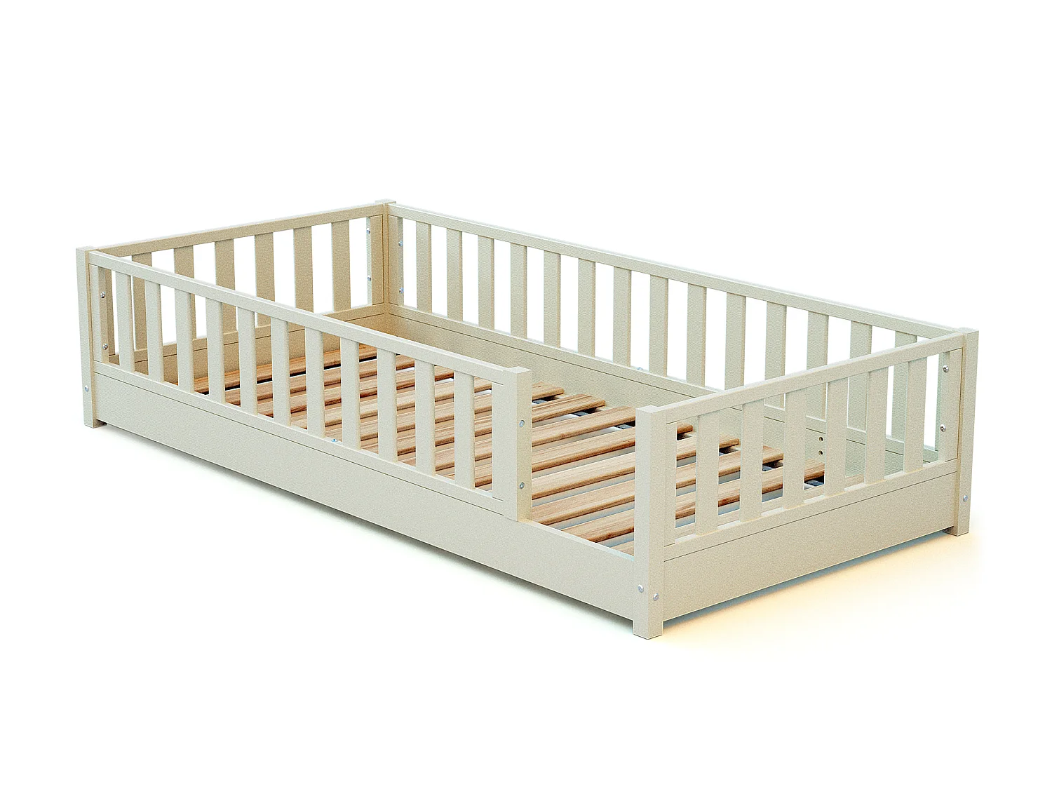Lit au sol enfant en bois SONHO - 90x190 - Blanc perle