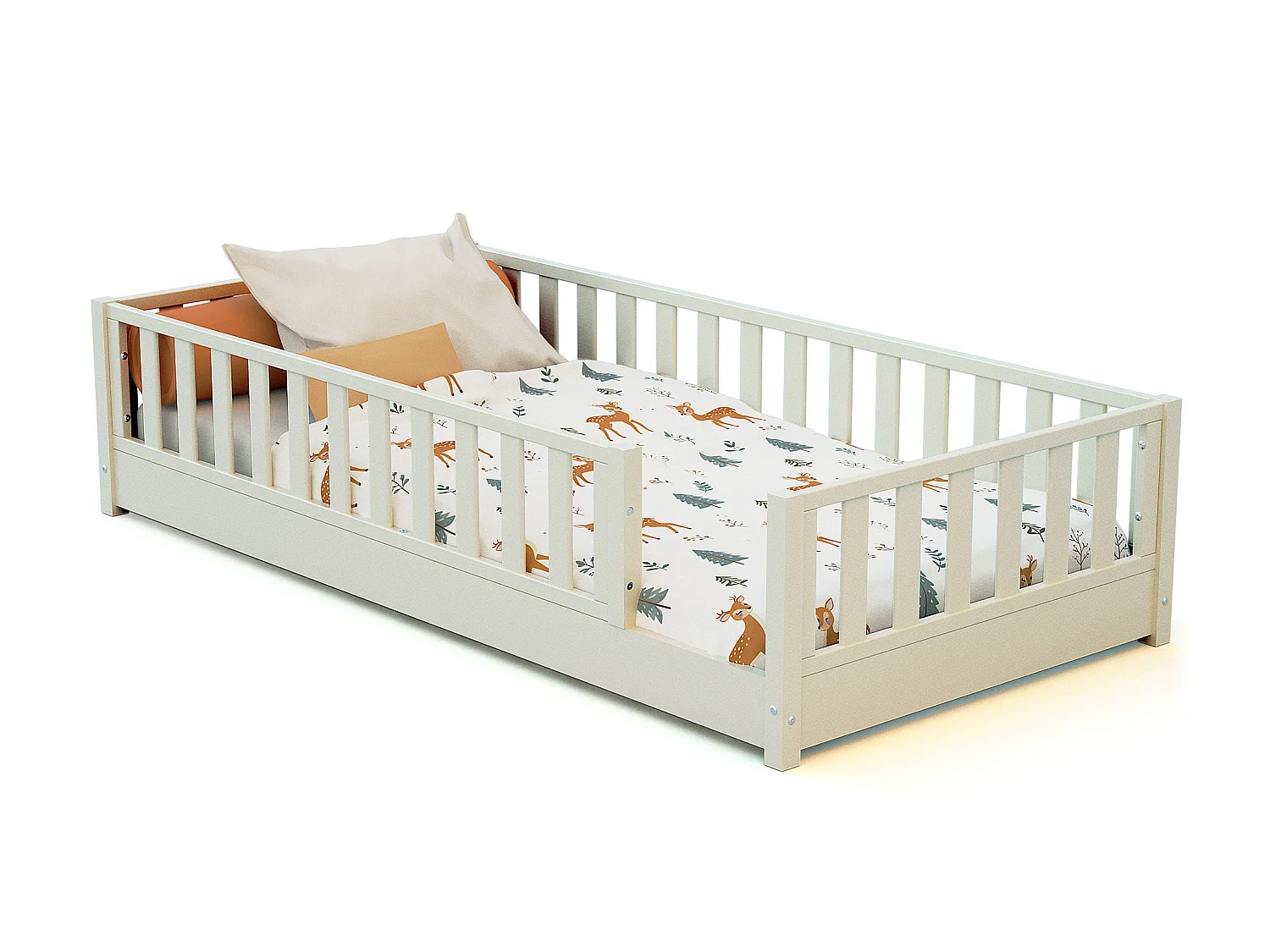 Lit au sol enfant en bois SONHO - 90x190 - Blanc perle