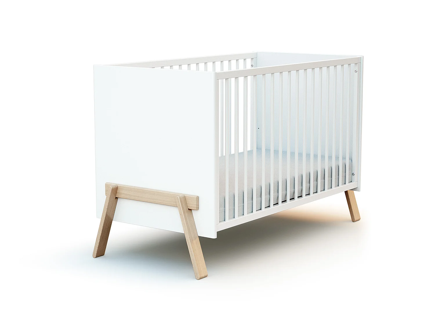 Cameretta completa bambini lettino, fasciatoio e armadio CANAILLE - Bianca/Faggio natural