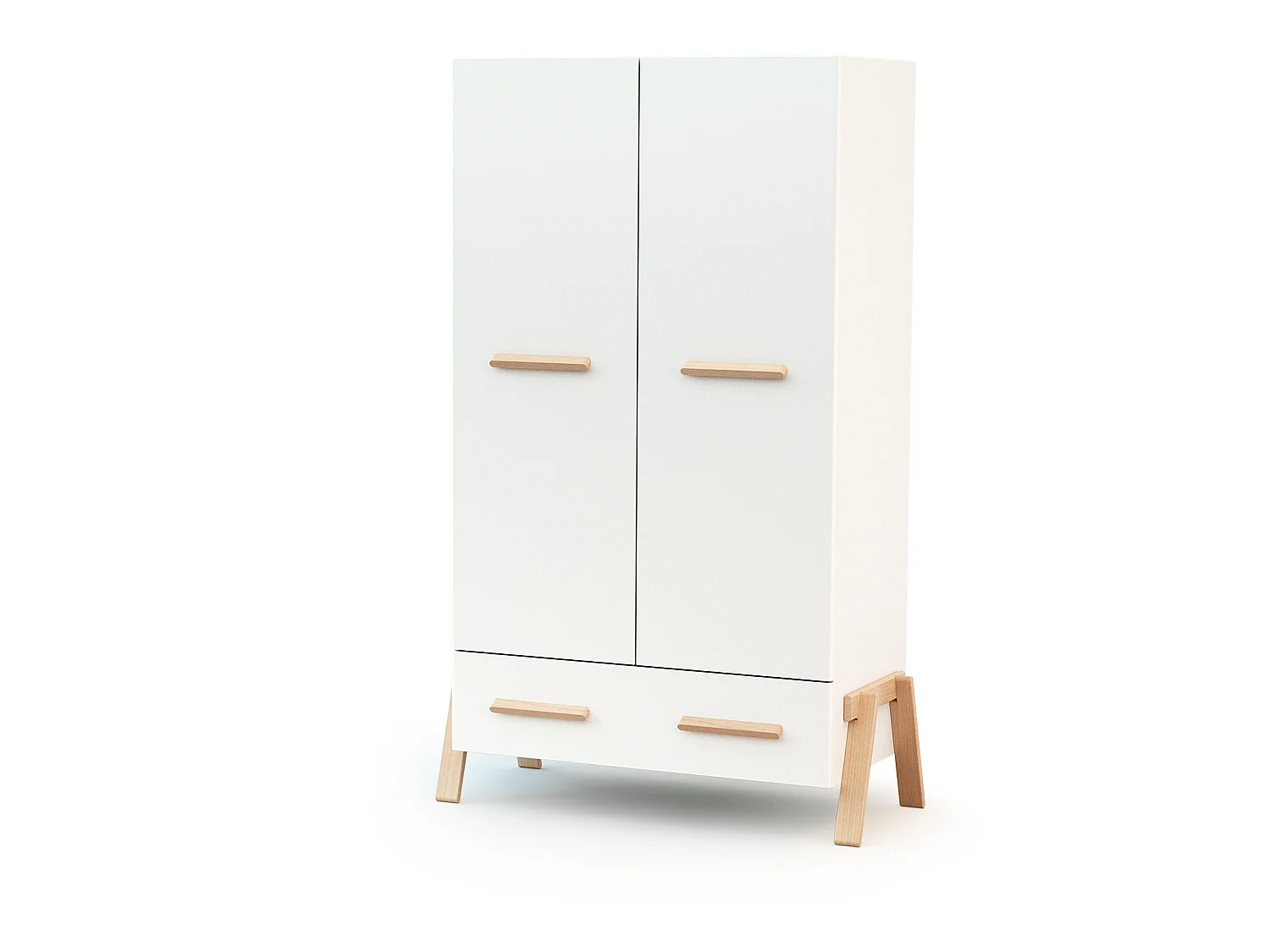 Cameretta completa bambini lettino, fasciatoio e armadio CANAILLE - Bianca/Faggio natural