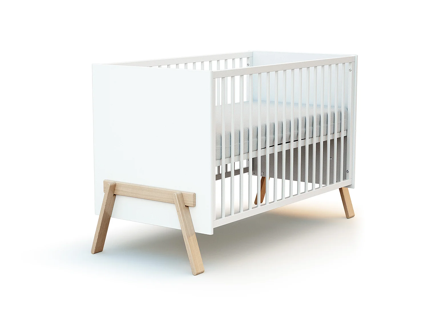 Cameretta completa bambini lettino, fasciatoio e armadio CANAILLE - Bianca/Faggio natural