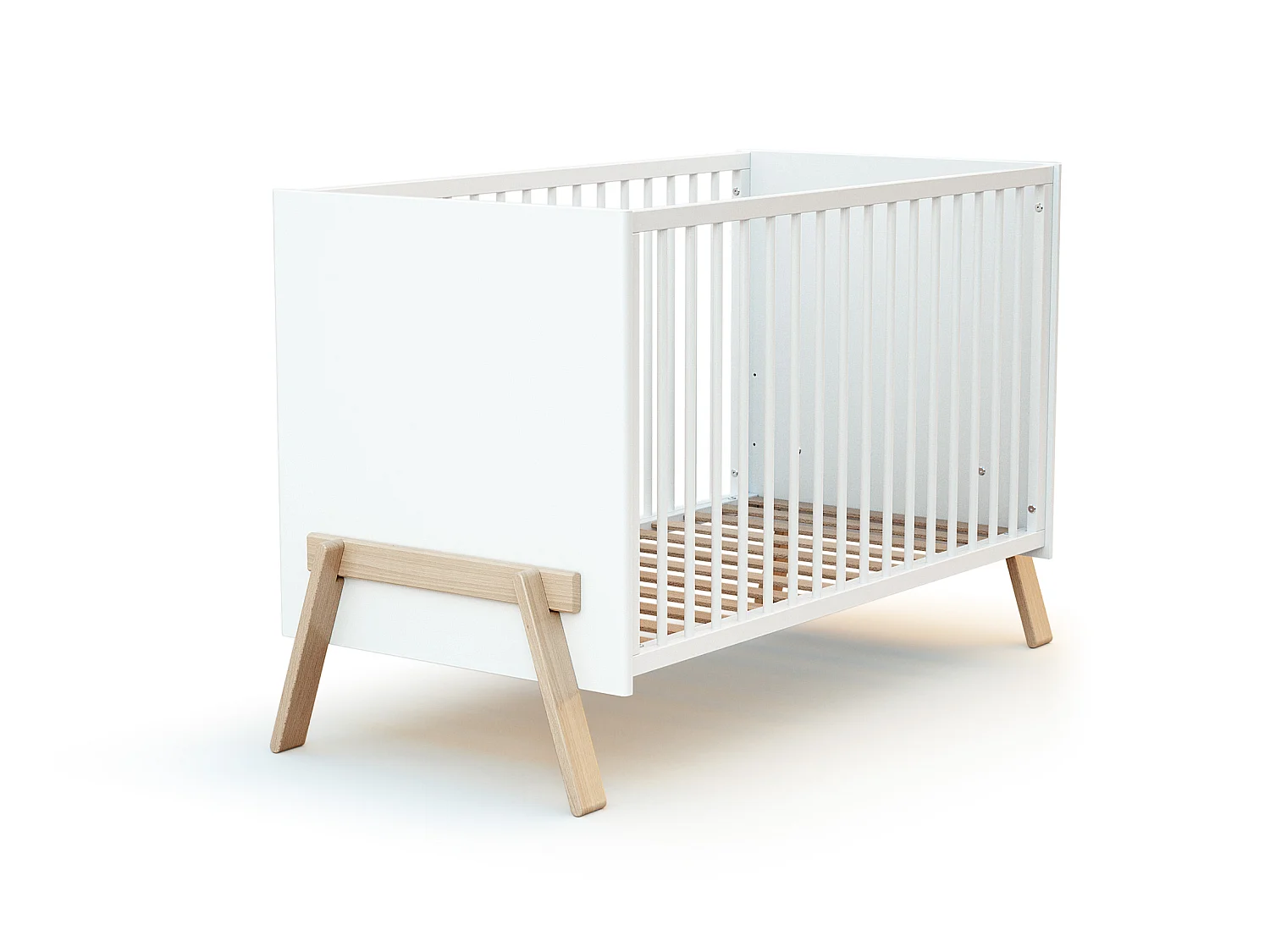 Cameretta completa bambini lettino, fasciatoio e armadio CANAILLE - Bianca/Faggio natural