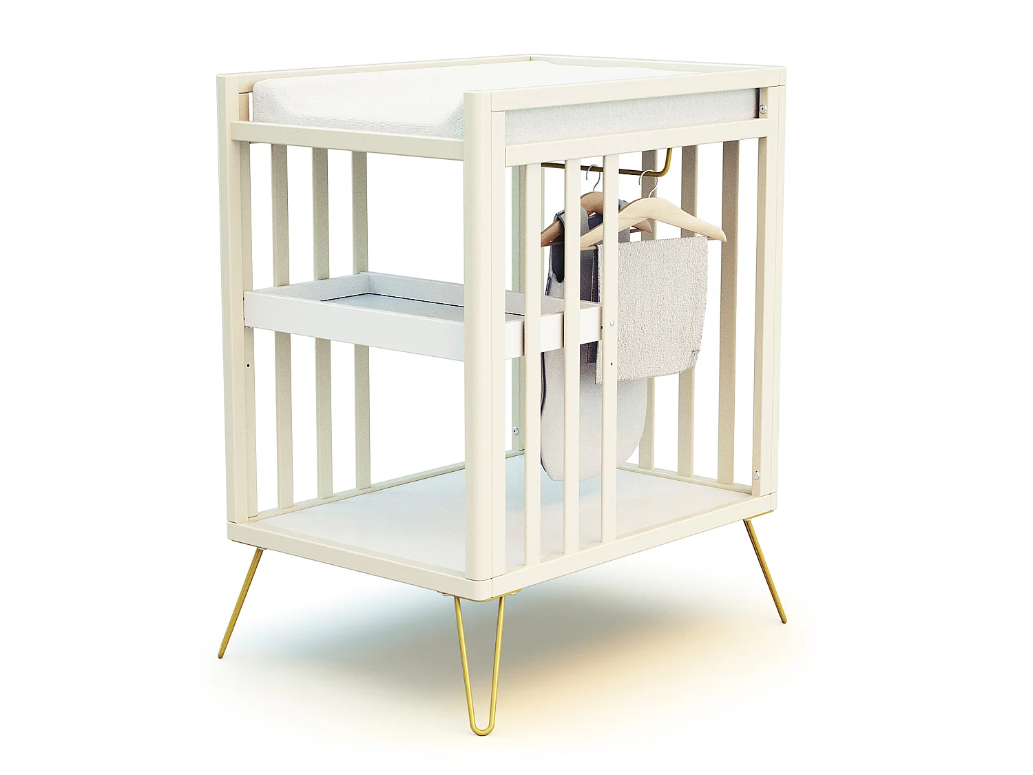 Cambiador bebé 2 estantes ONLY madera - Amarillo - 76 x 56 x 94 cm