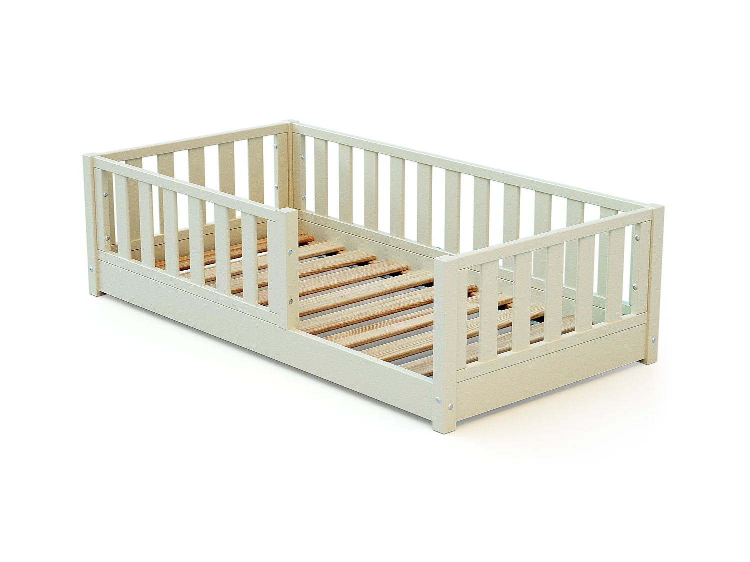 Lit enfant au sol en bois SONHO MINI - 70x140 - Blanc Perle