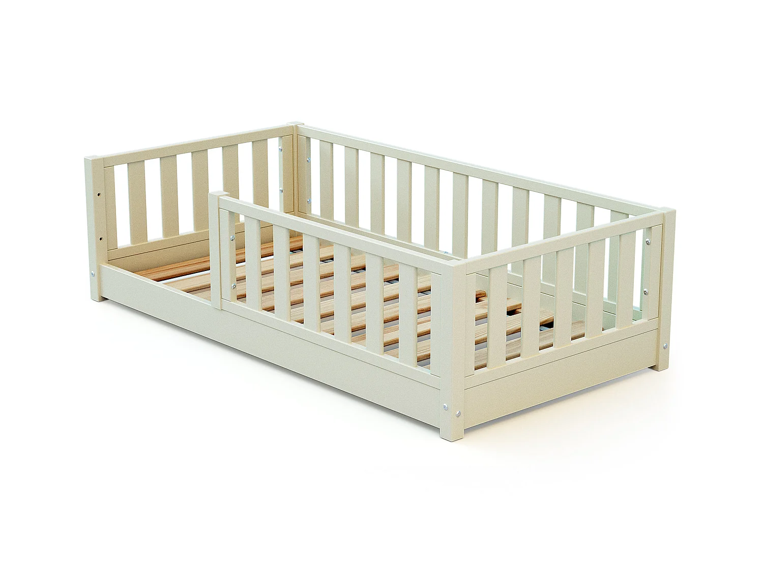 Lit enfant au sol en bois SONHO MINI - 70x140 - Blanc Perle