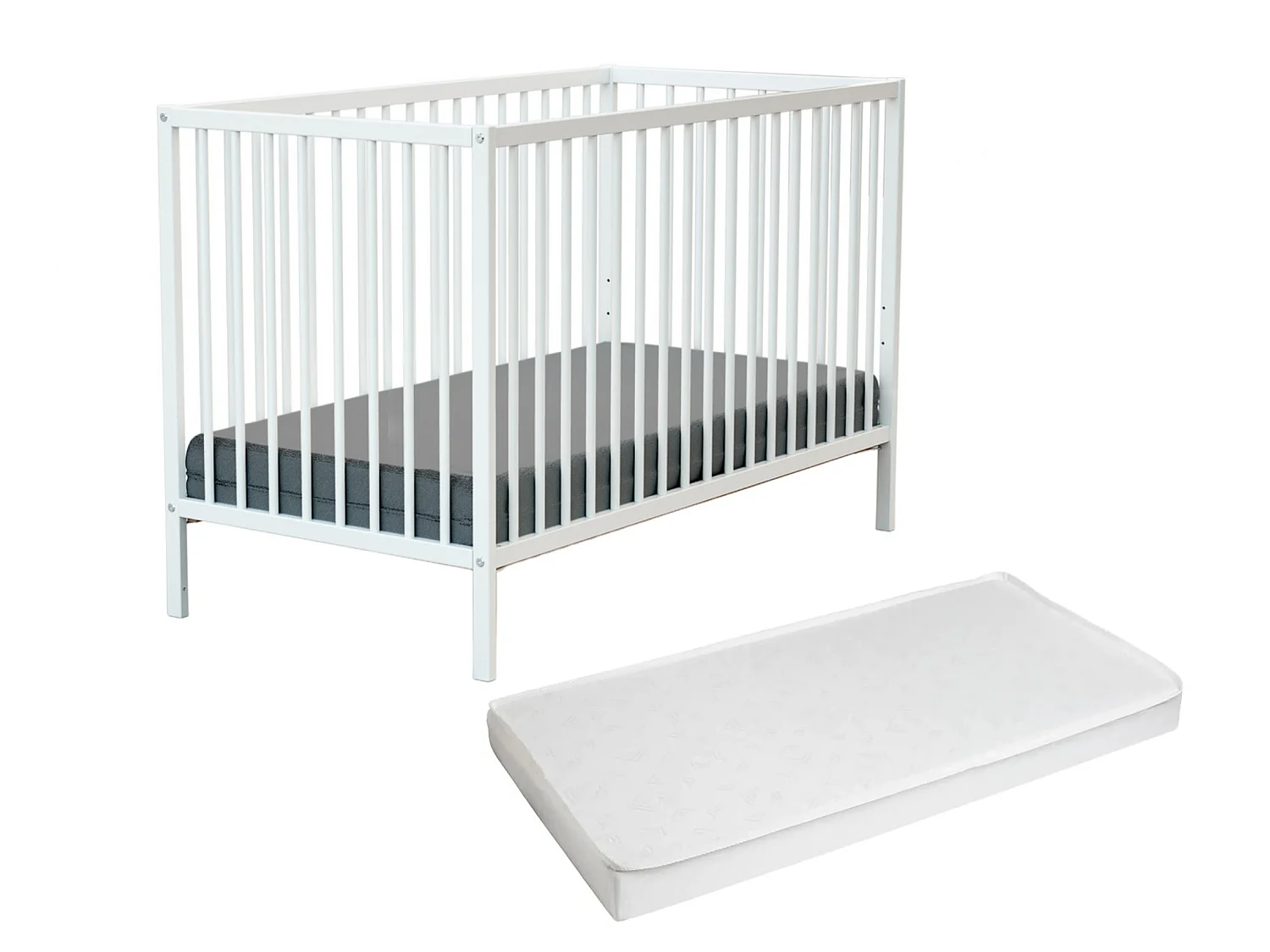 Lit bébé en bois avec matelas ONE Blanc 60 x 120