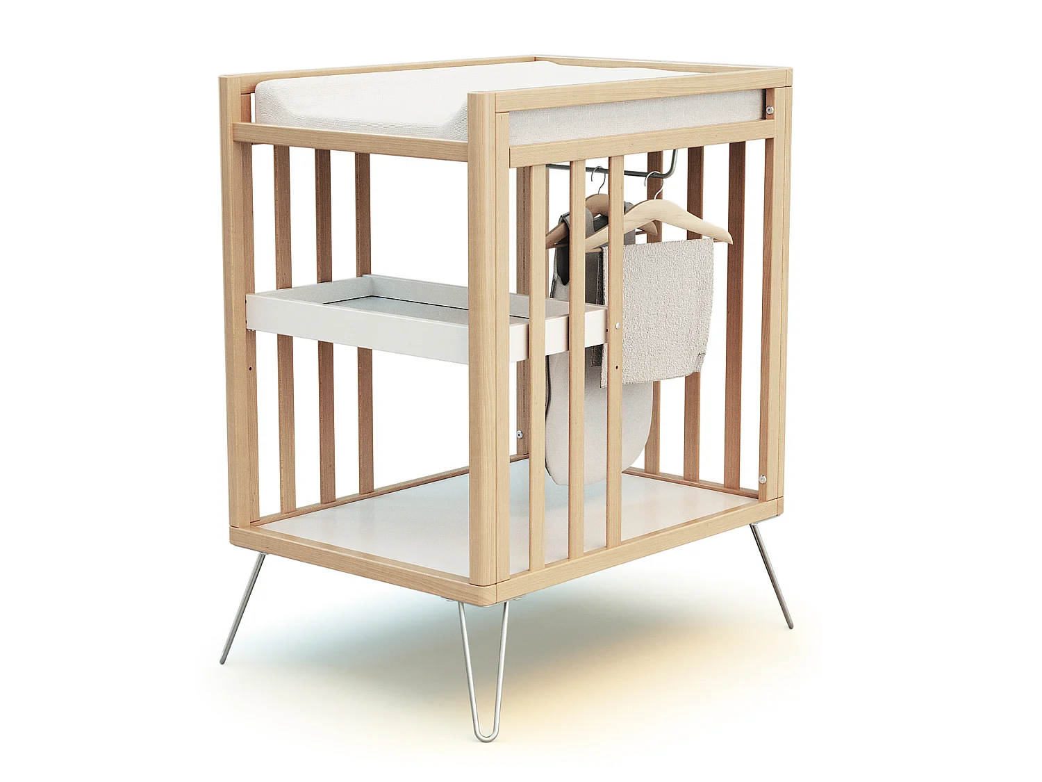 Cambiador bebé 2 estantes ONLY madera - Gris - 76 x 56 x 94 cm