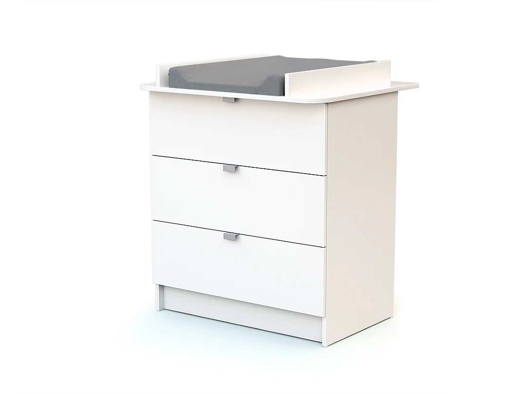 Chambre bébé lit et commode à langer en bois Blanc ALBA