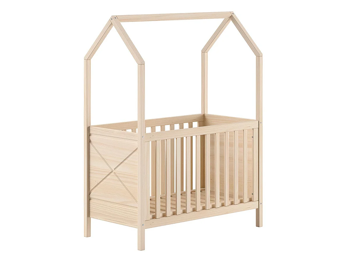 Lit Bébé Maisonnette "Scott" 60x120cm Naturel
