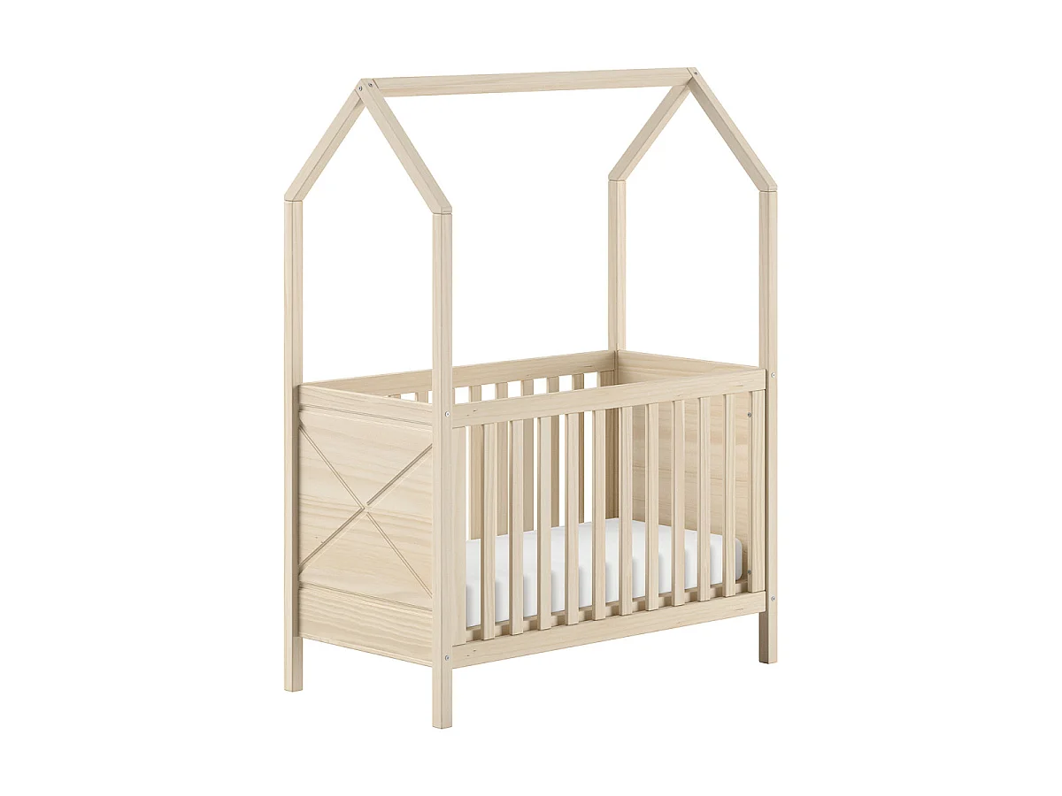 Lit Bébé Maisonnette "Scott" 60x120cm Naturel