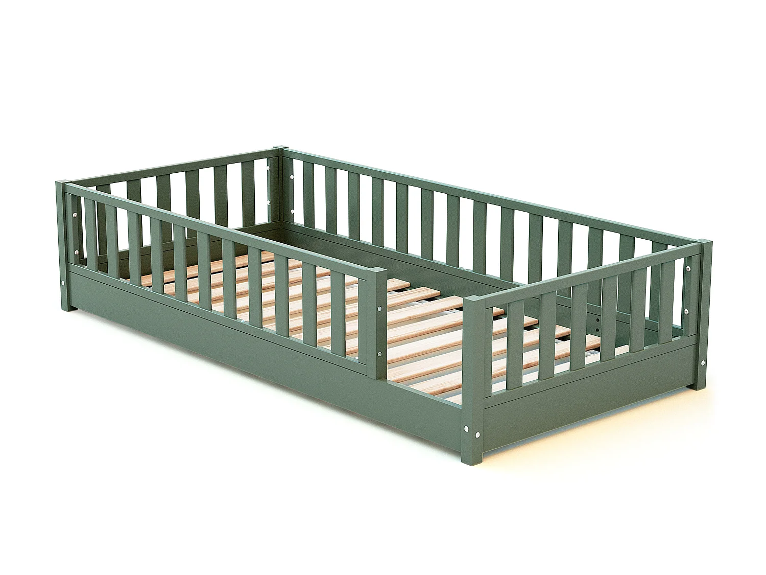 Lit au sol enfant en bois SONHO - 90x190 - Vert sauge