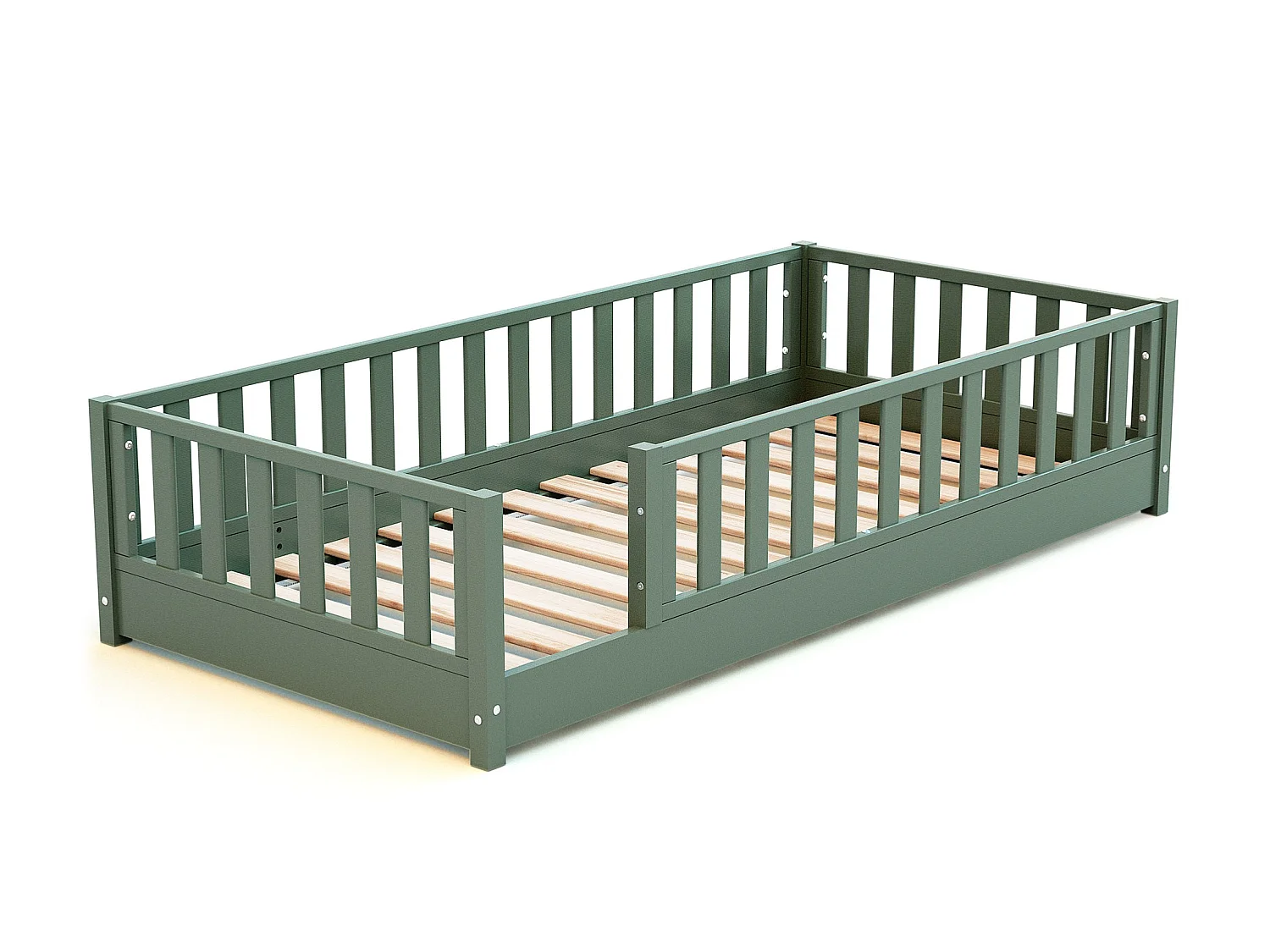 Lit au sol enfant en bois SONHO - 90x190 - Vert sauge