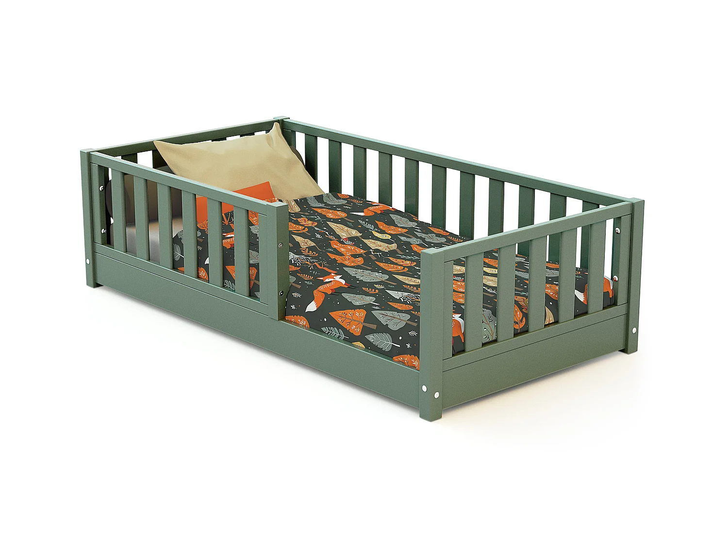 Lit enfant au sol en bois SONHO MINI - 70x140 - Vert sauge