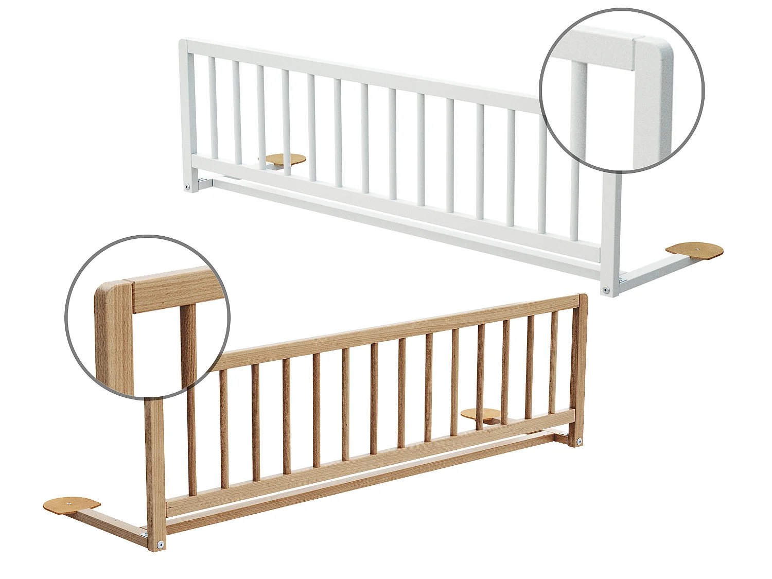 WEBABY - Barrière de lit enfant en bois SIDO - 117 x 34,5 x 31 cm