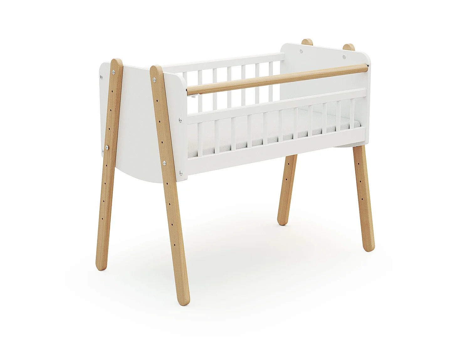 Co-Sleeping-Wiege PIRATE Holz Weiß und Buche Lackiert 40 x 80 cm