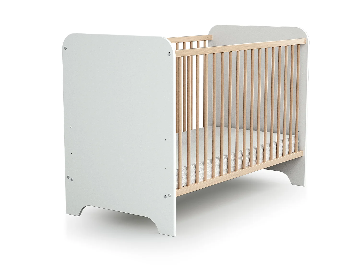 Dormitorio bebé con cuna, cambiador y armario CARROUSEL madera - Blanco/Haya Barnizada - 60 x 120