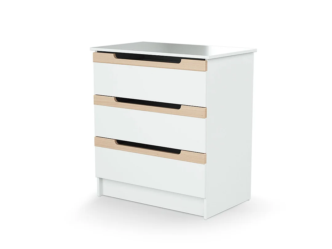 Dormitorio bebé con cuna, cambiador y armario CARROUSEL madera - Blanco/Haya Barnizada - 60 x 120