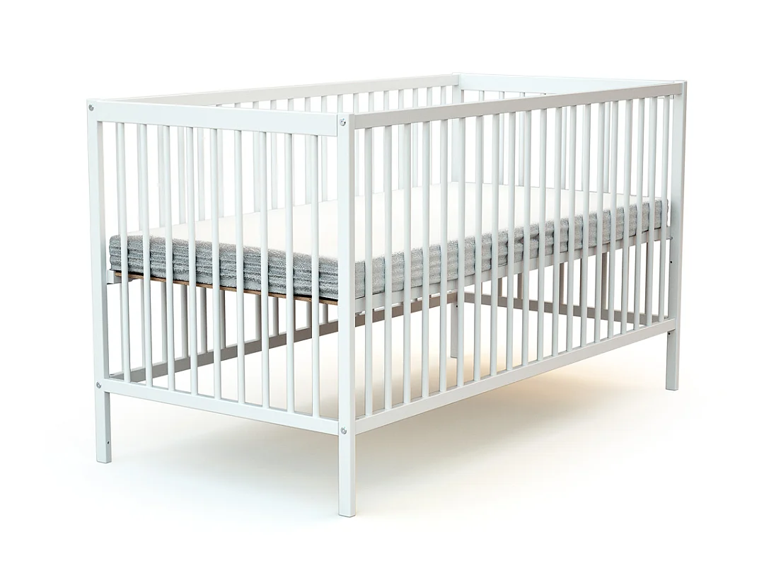 Cama de bebê de madeira com colchão ONE de madeira Branco 70 x 140 cm