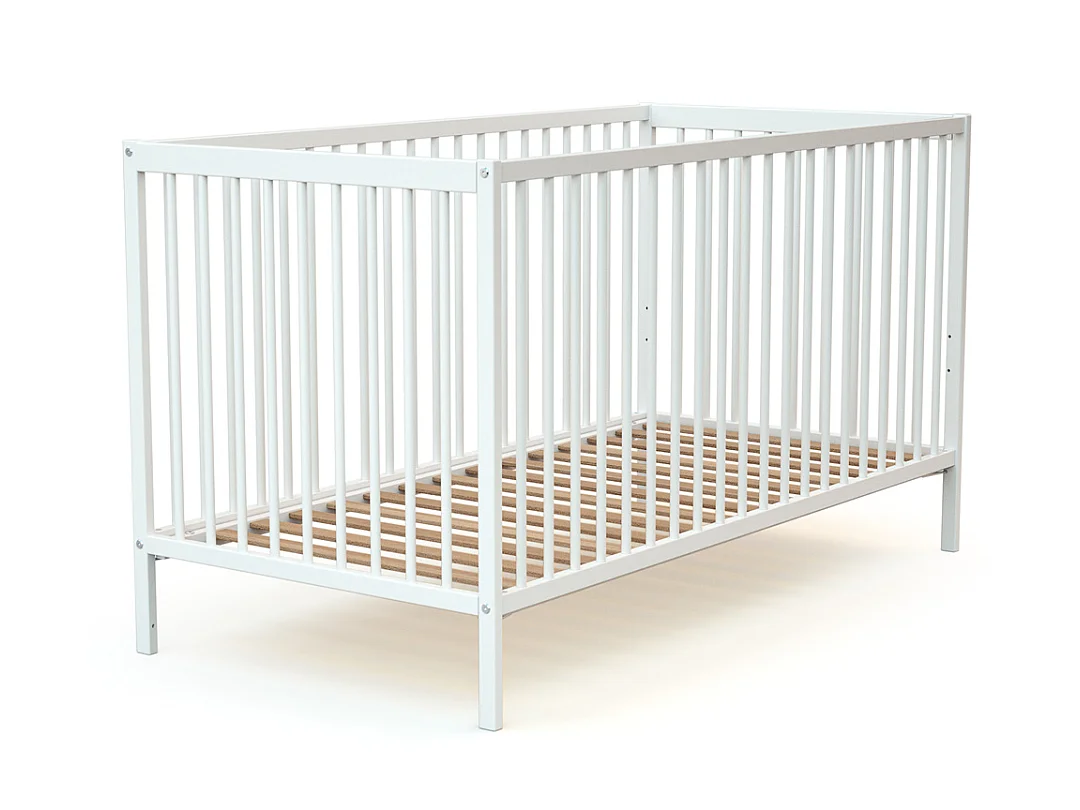 Cama de bebê de madeira com colchão ONE de madeira Branco 70 x 140 cm