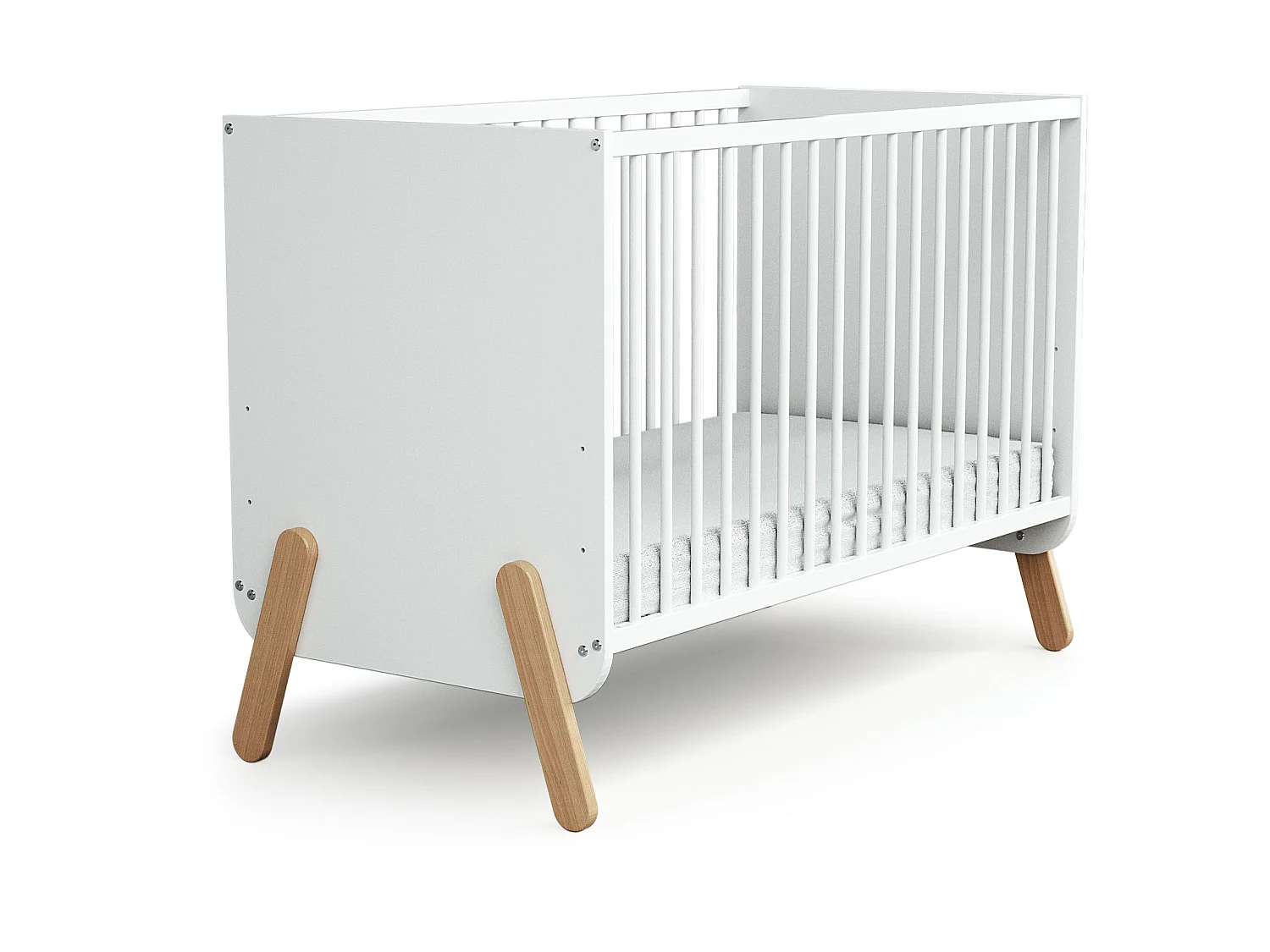 Lit bébé en bois PIRATE Blanc et Hêtre 60 x 120 cm