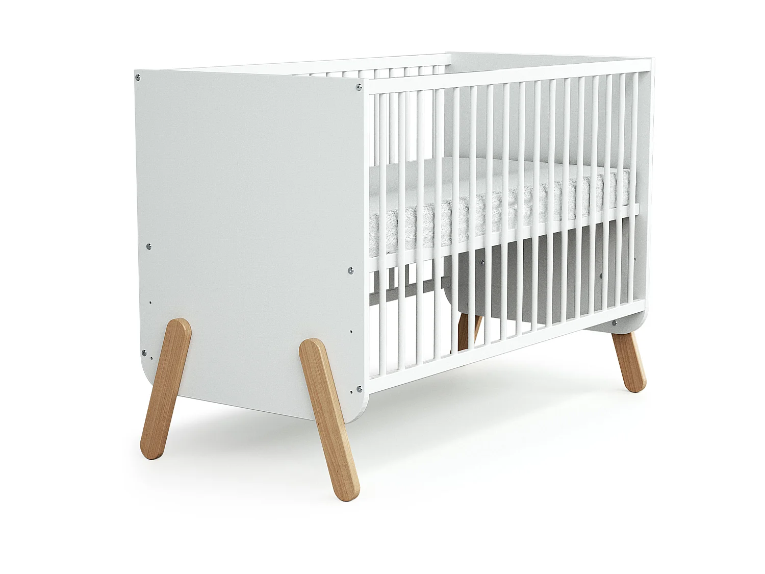 Lit bébé en bois PIRATE Blanc et Hêtre 60 x 120 cm