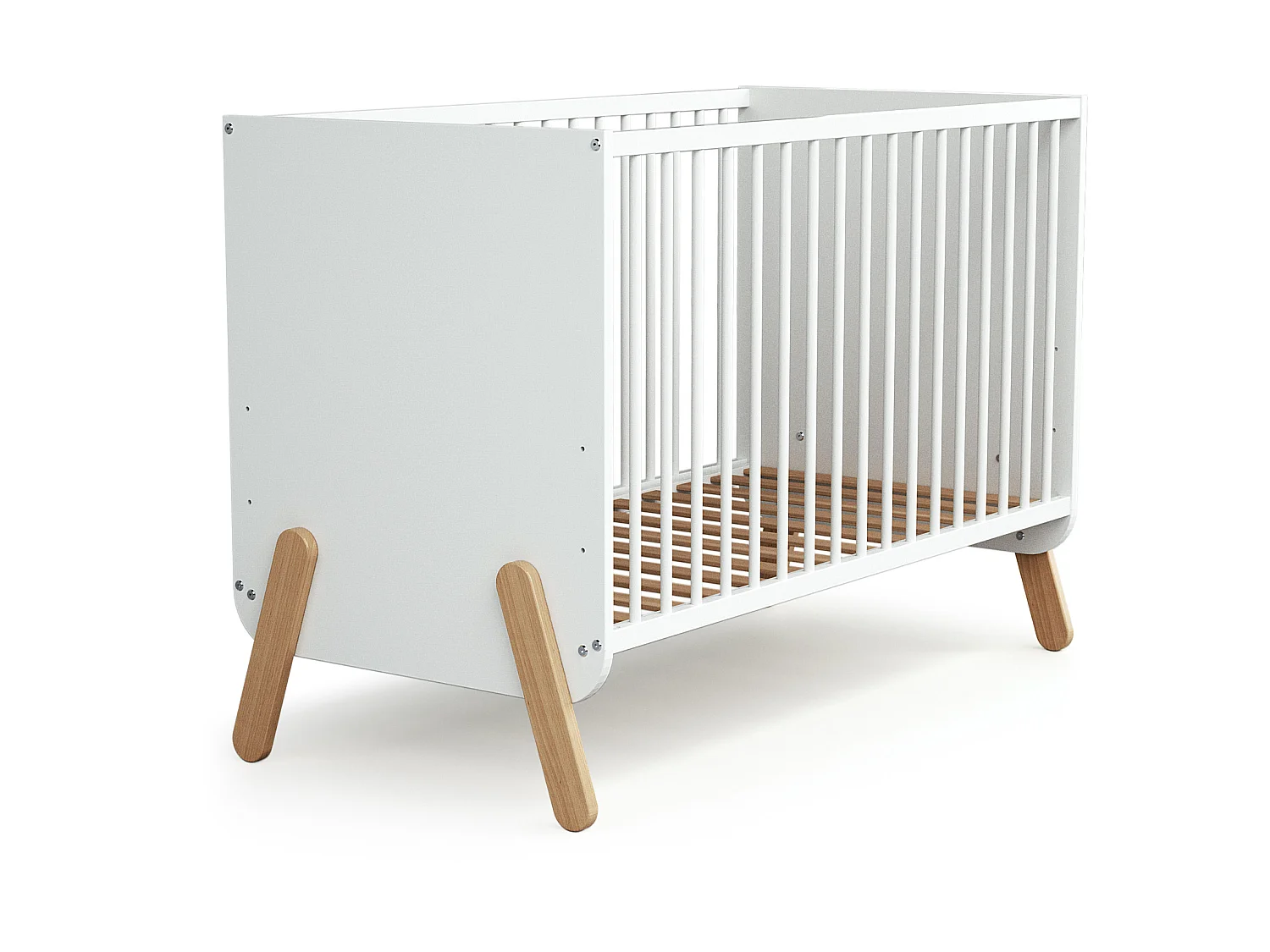 Lit bébé en bois PIRATE Blanc et Hêtre 60 x 120 cm