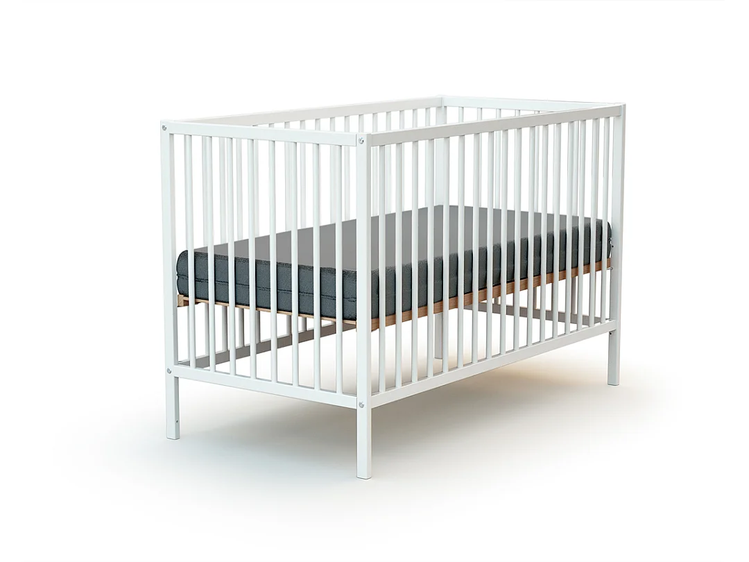 Cuna bebé y meuble cambiador madera MILO - Blanco - 60 x 120