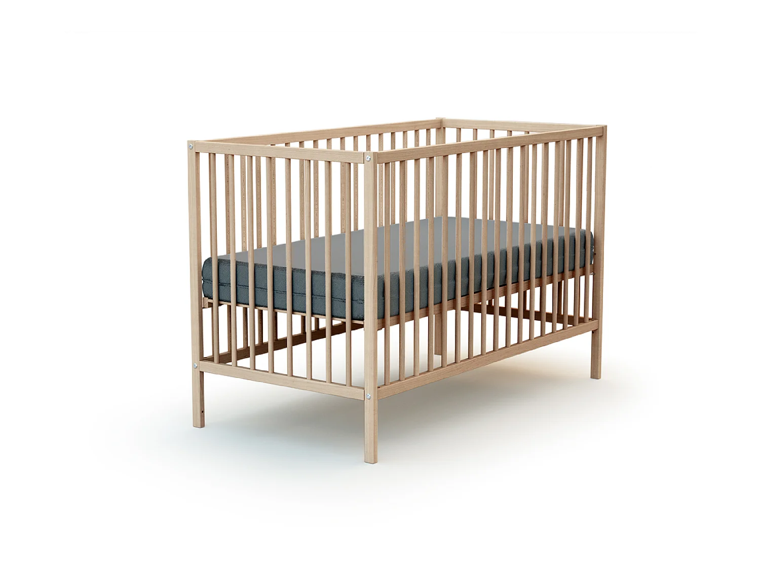 Cuna bebé y meuble cambiador madera MILO - Haya Cruda - 60 x 120