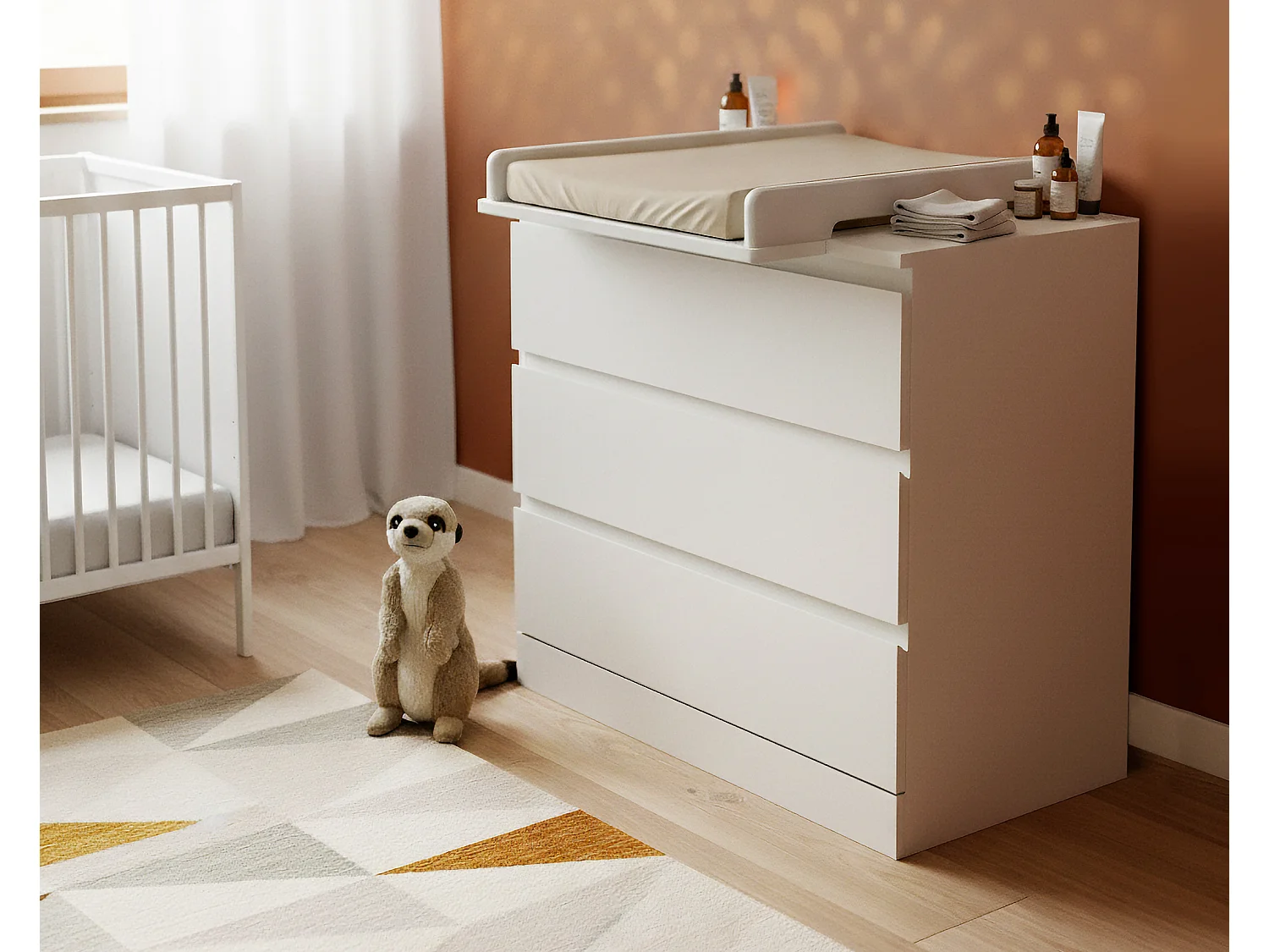 KIRA Cambiador universal de madera de 50 cm para cómoda de bebé - Blanco