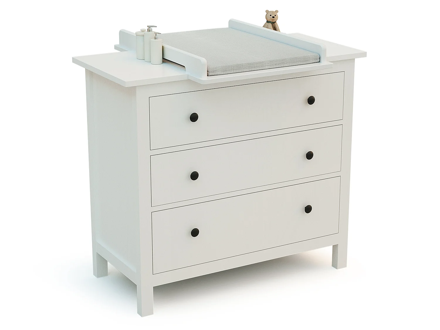 KIRA Cambiador universal de madera de 50 cm para cómoda de bebé - Blanco