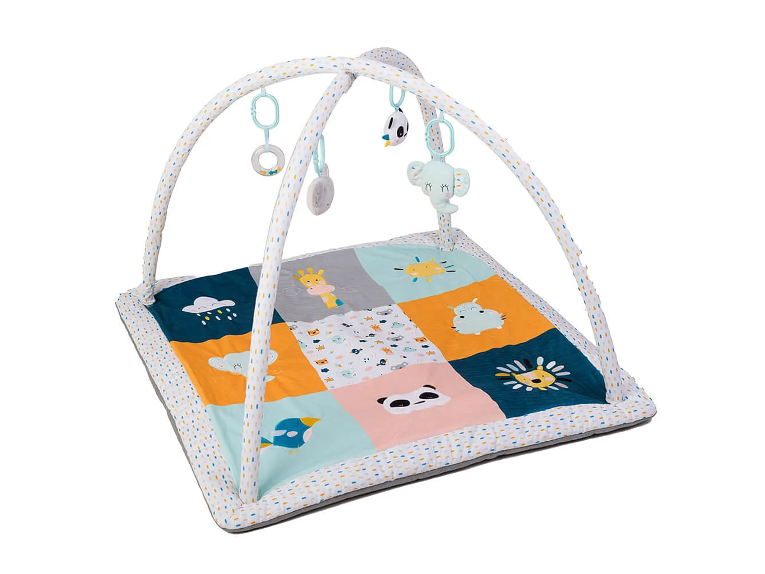 Tapis de jeux pour bébé avec peluches sensorielles - De 0 à 3 ans