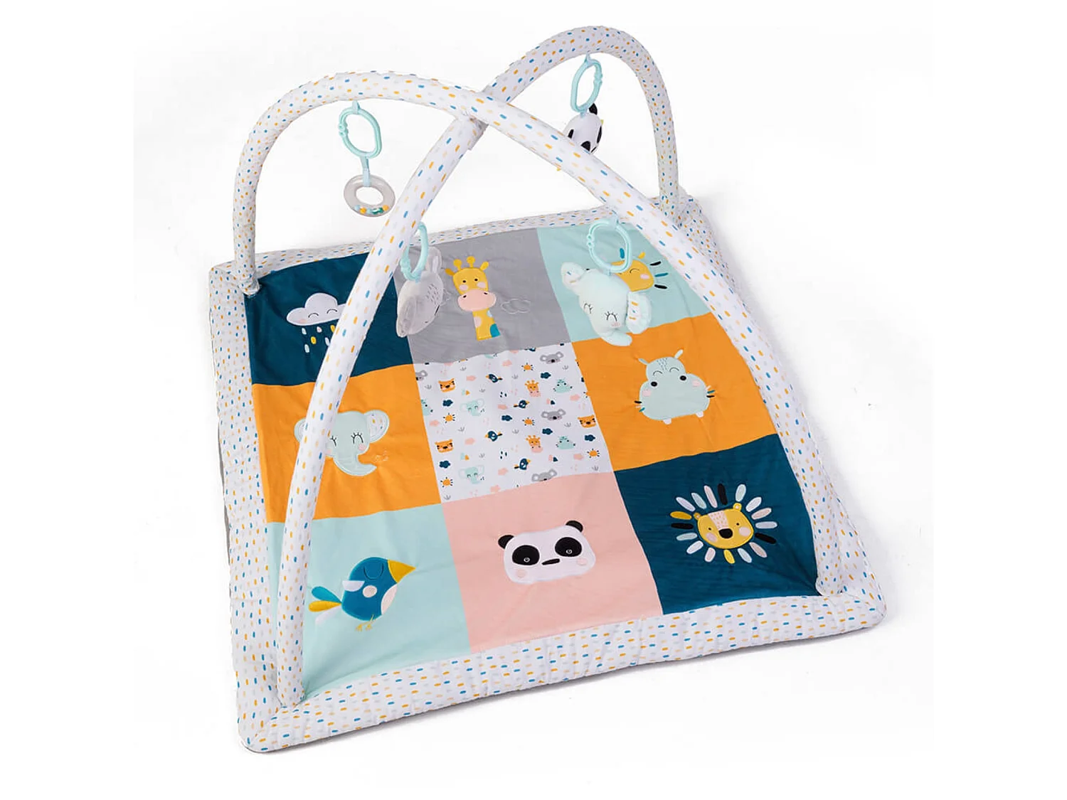 Tapis de jeux pour bébé avec peluches sensorielles - De 0 à 3 ans