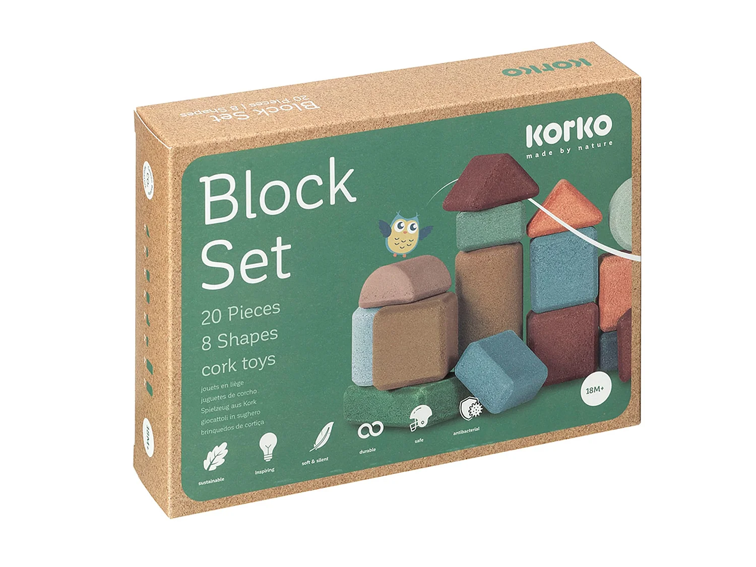 Coffret de blocs de construction en liège - 20 pcs