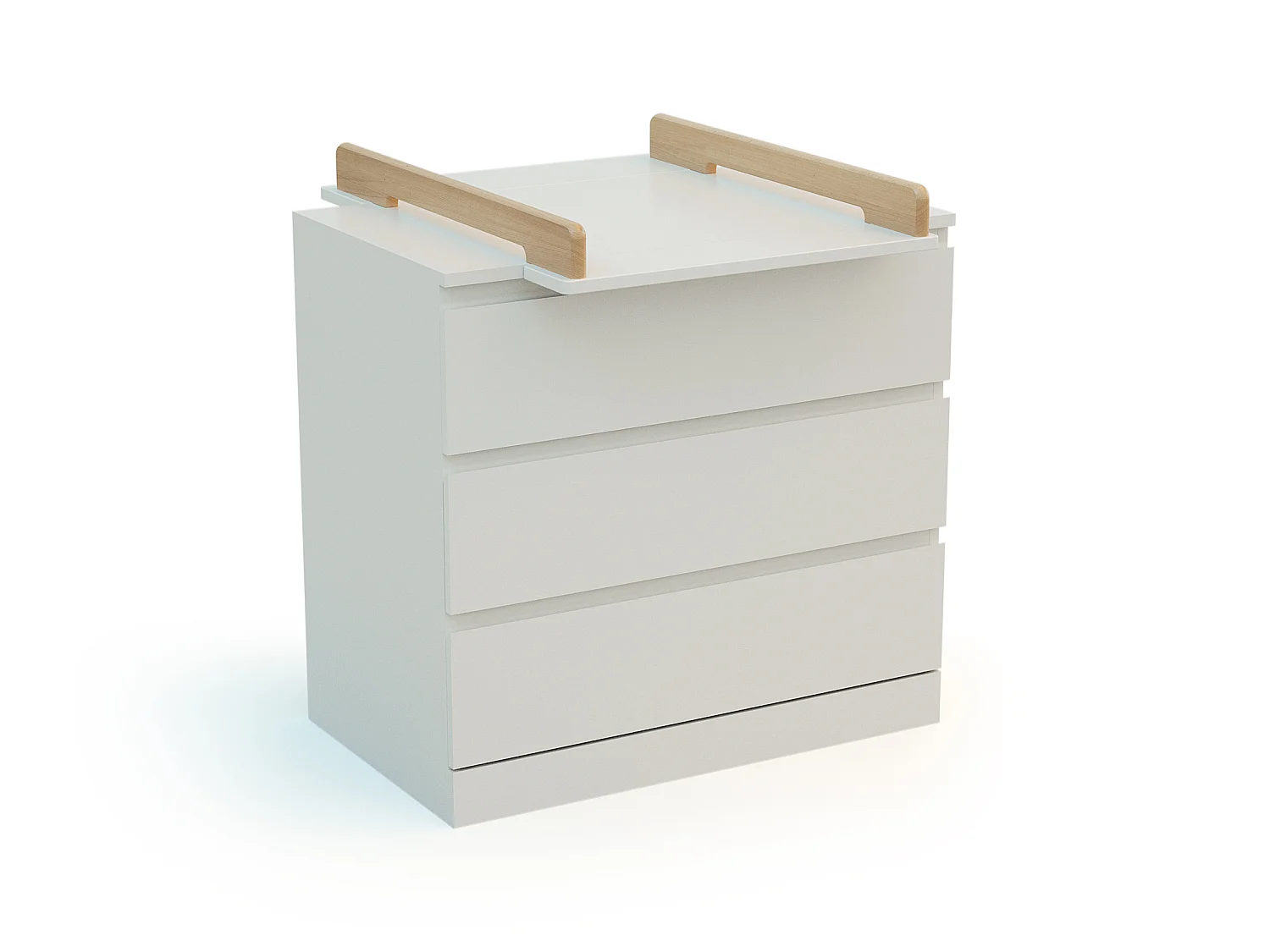 KIRA Cambiador universal de madera de 50 cm para cómoda de bebé - Blanco y Haya barnizada