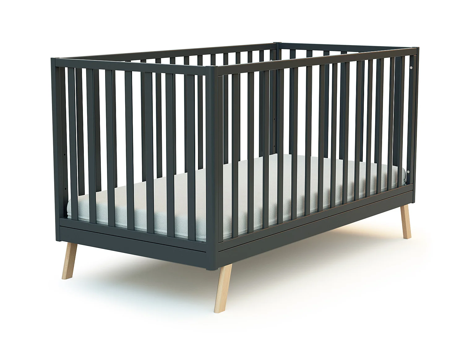 Lit cabane bébé évolutif Gris Graphite et Hêtre Verni 70 x 140 cm