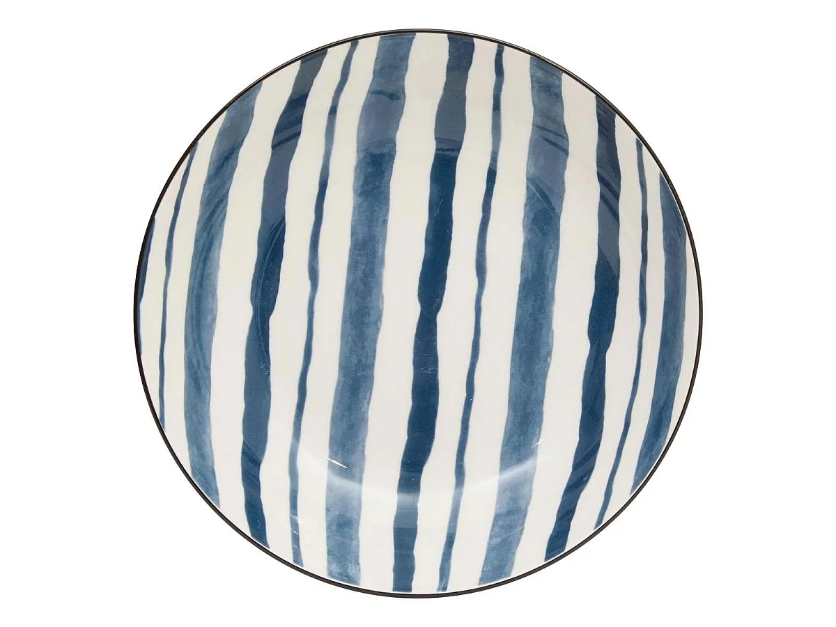 Lot de 6 Assiettes Creuses "Umami Rayure" 20cm Bleu
