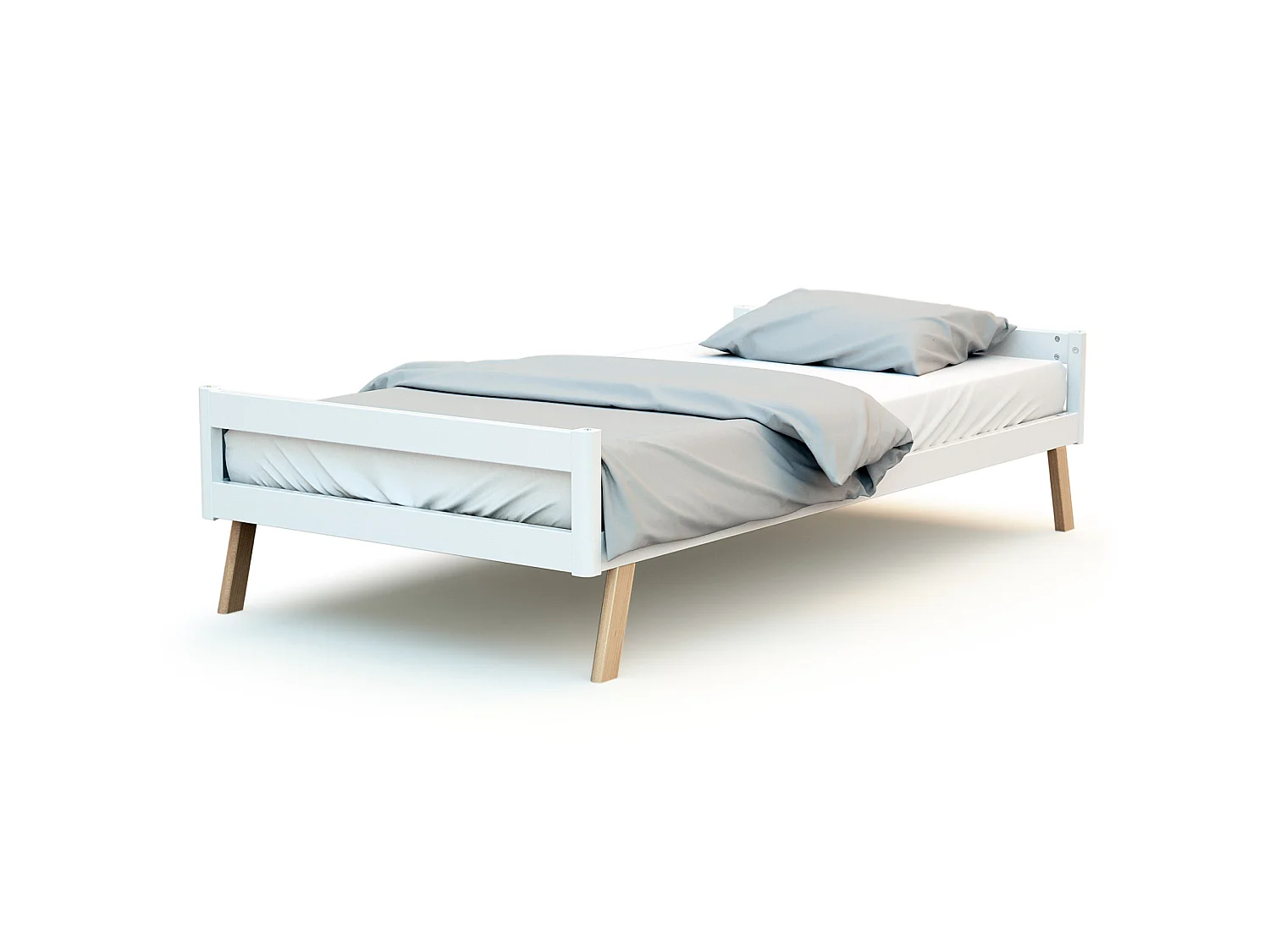Lit cabane bébé évolutif en bois KASA Blanc et Hêtre Verni 70 x 140 cm