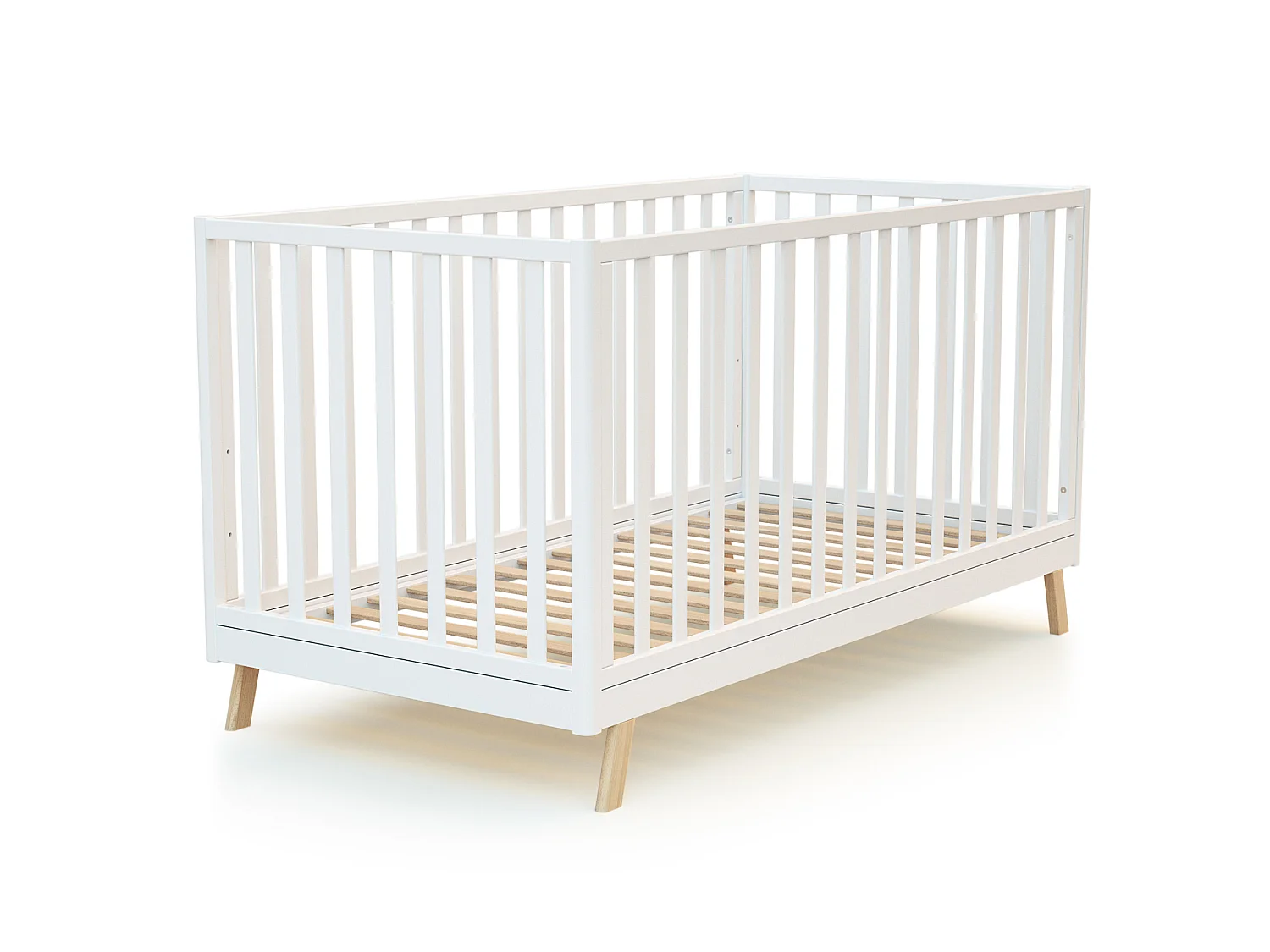 Lit cabane bébé évolutif en bois KASA Blanc et Hêtre Verni 70 x 140 cm