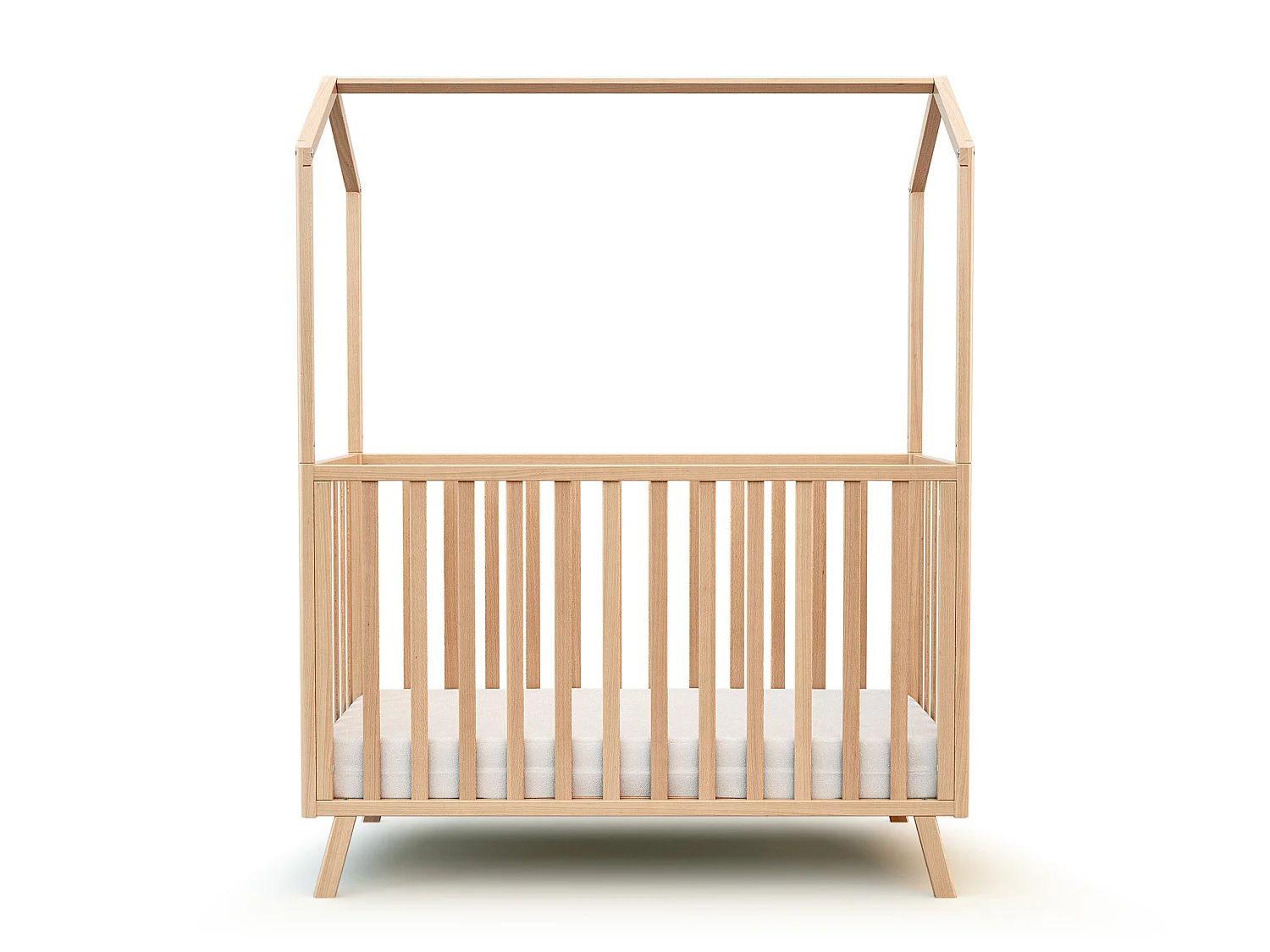 Lit cabane bébé évolutif en bois KASA Hêtre Verni 60 x 120 cm