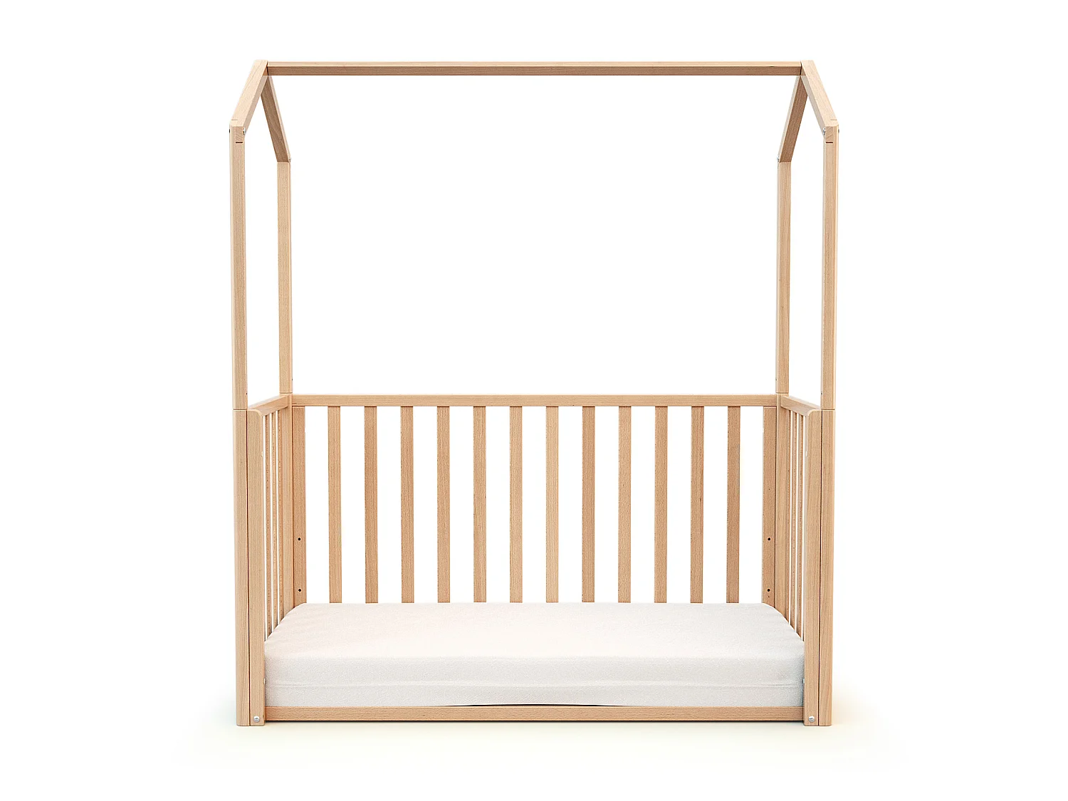 Lit cabane bébé évolutif en bois KASA Hêtre Verni 60 x 120 cm